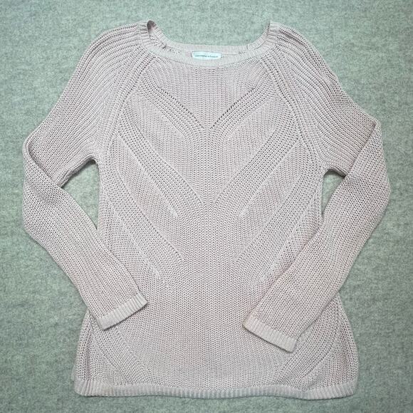 Christopher & Banks Pink 100% Cotton Knit Sweater Size Large - Picture 1 of 7
